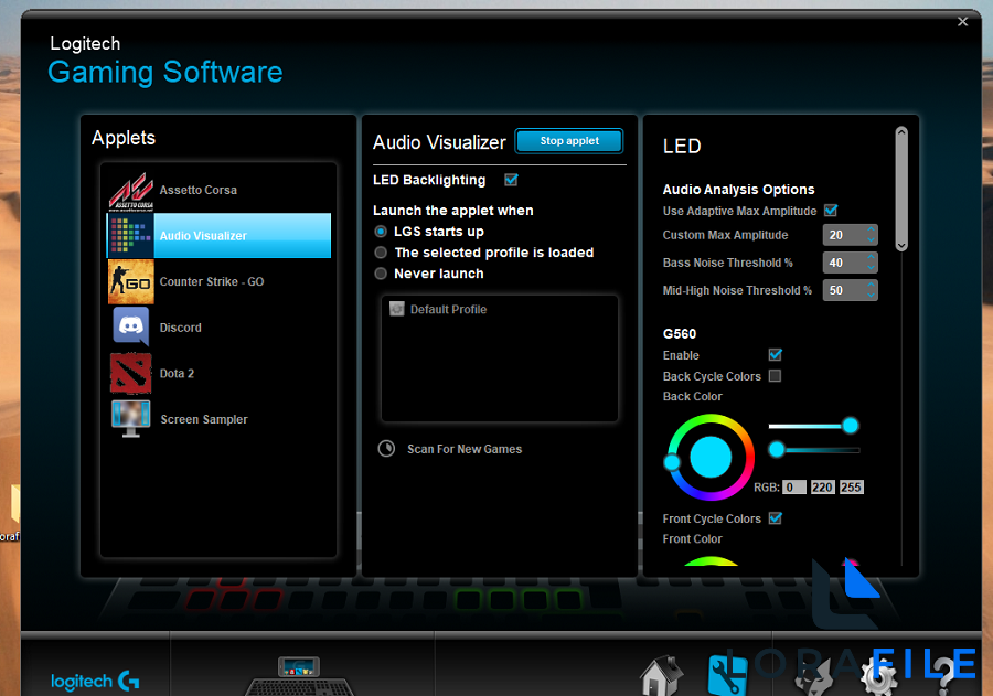 Logitech Gaming Software 9.04.49 screenshot