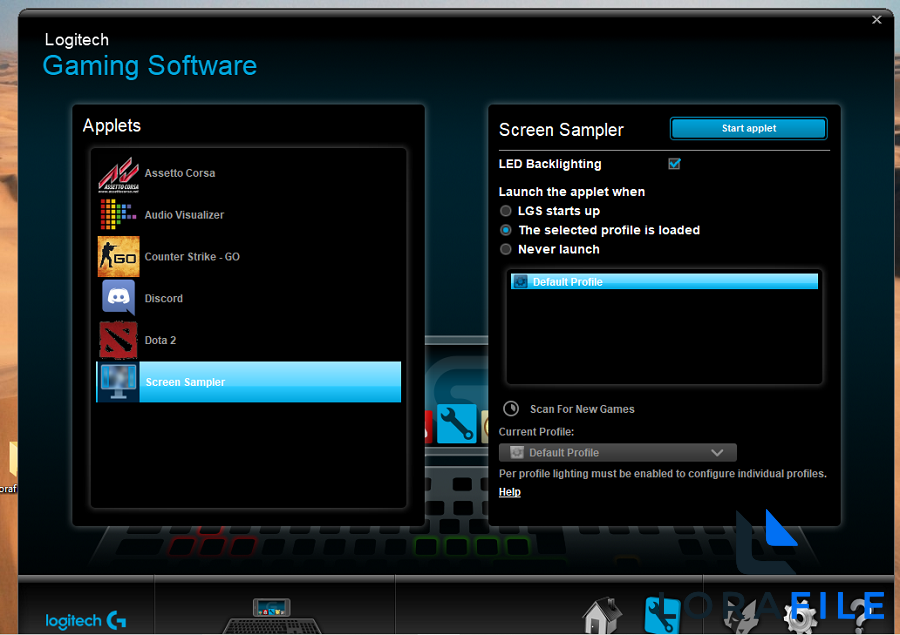 Logitech Gaming Software 9.04.49 screenshot