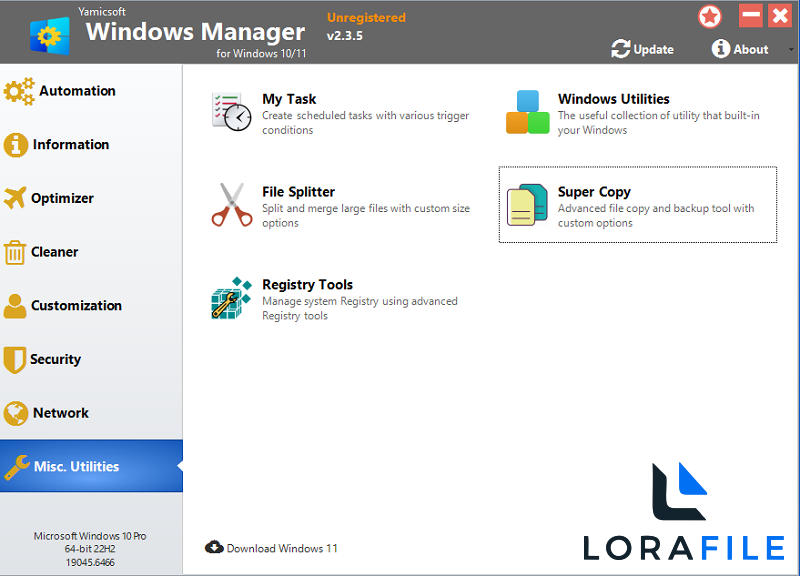 Yamicsoft Windows 11 Manager 2.3.5 screenshot