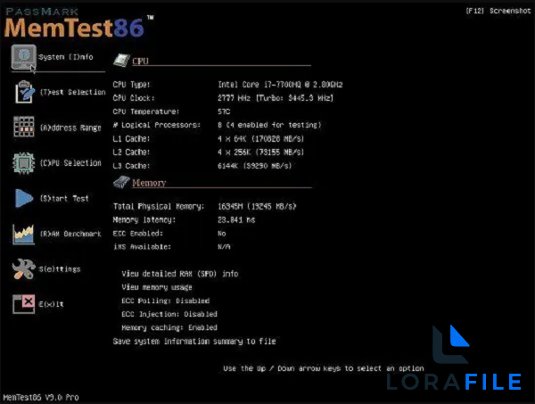 Memtest86 Pro 11.7.1000 ISO screenshot