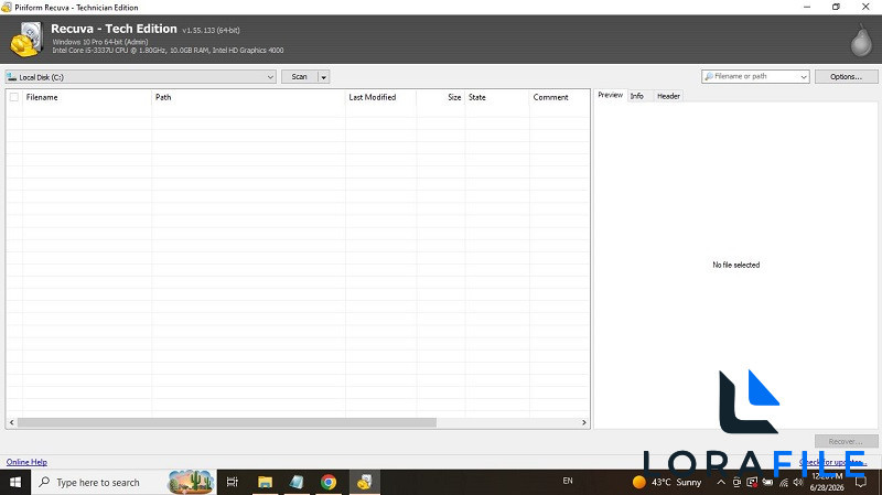 Recuva 1.55.133 screenshot