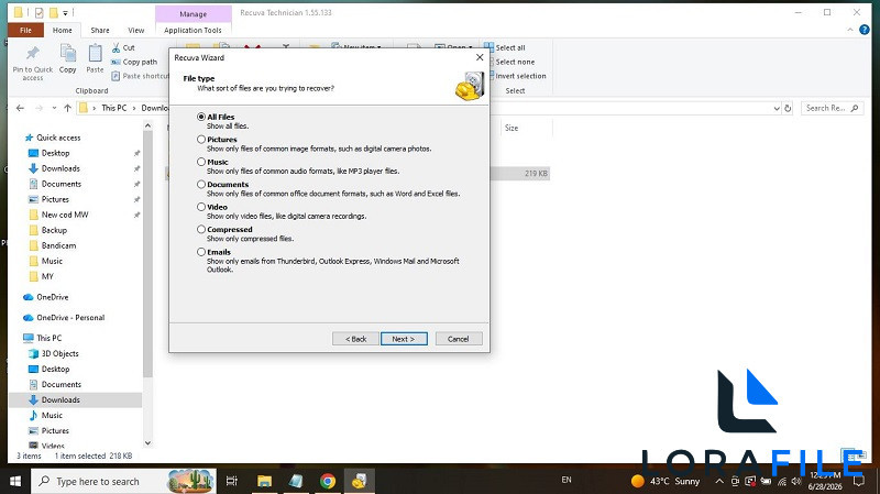 Recuva 1.55.133 screenshot