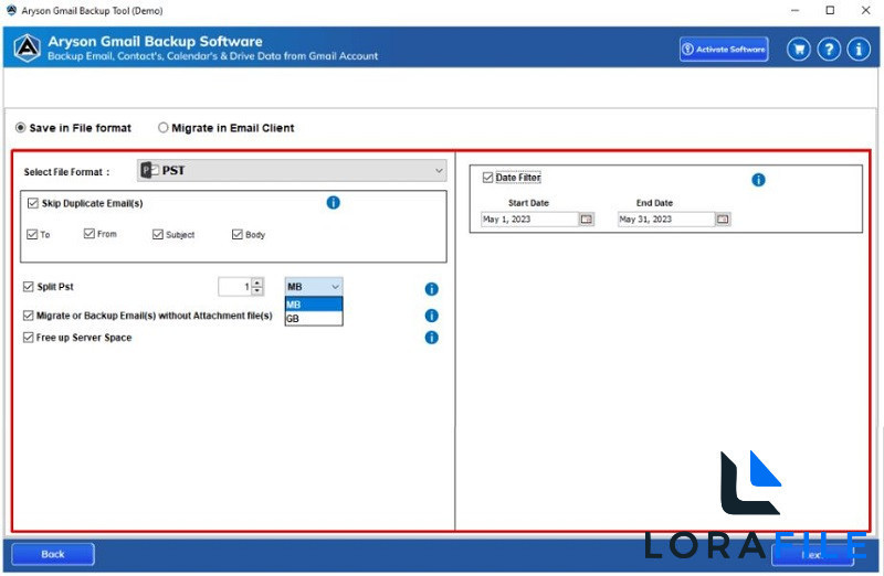 Aryson Gmail Backup Tool 2027 25.8 screenshot