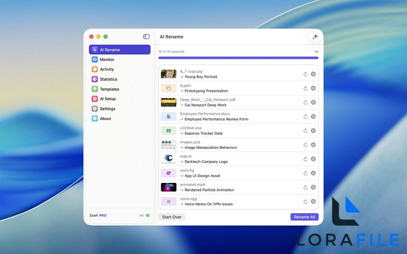 Zush AI File Renamer 2027 3.16.0 Free Download screenshot